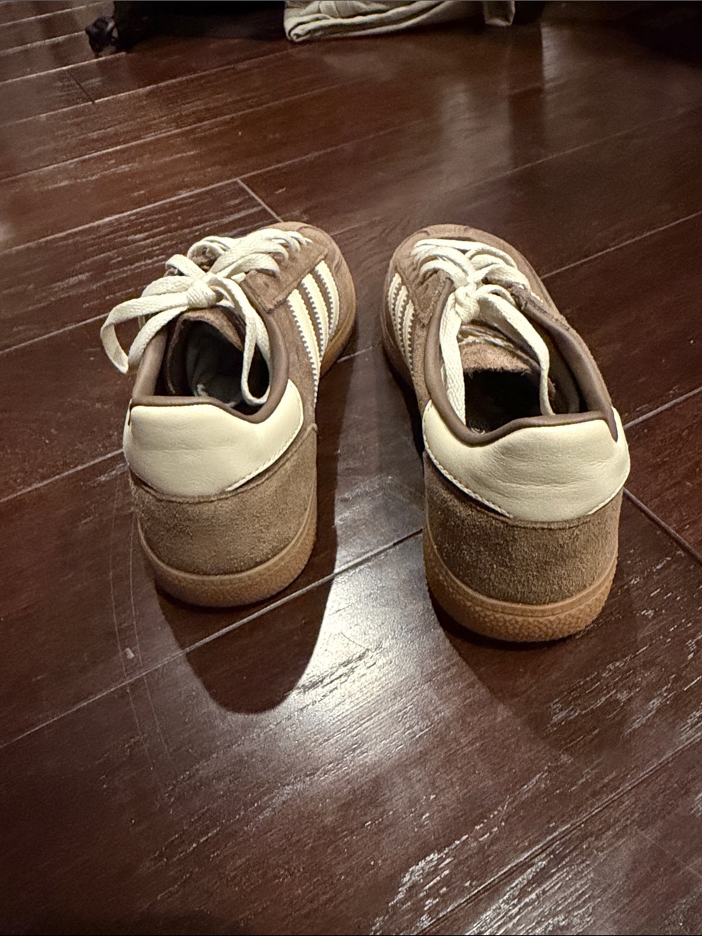 adidas handball spezial Brown Suede Sneakers with Cream Stripes - Picture 3 of 4